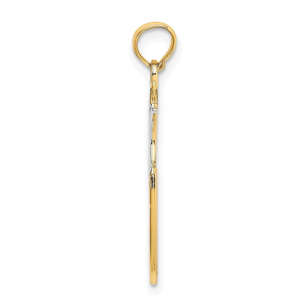 14k Yellow Gold Rhodium WISH DREAM BELIEVE Moon and Stars Charm Pendant