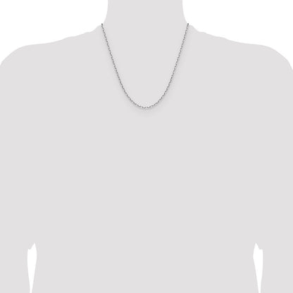 14k White Gold 2.1mm Solid Beveled Paperclip Chain Necklace 20"