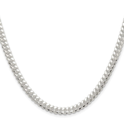 Sterling Silver Rhodium-plated Polished 5.7mm Domed Curb Chain Necklace 20"