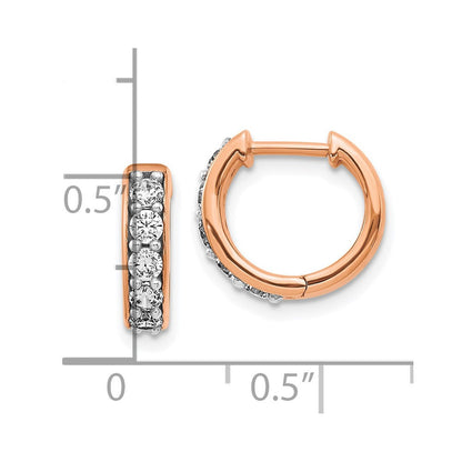 14k Rose Gold Diamond Hinged Hoop Earrings