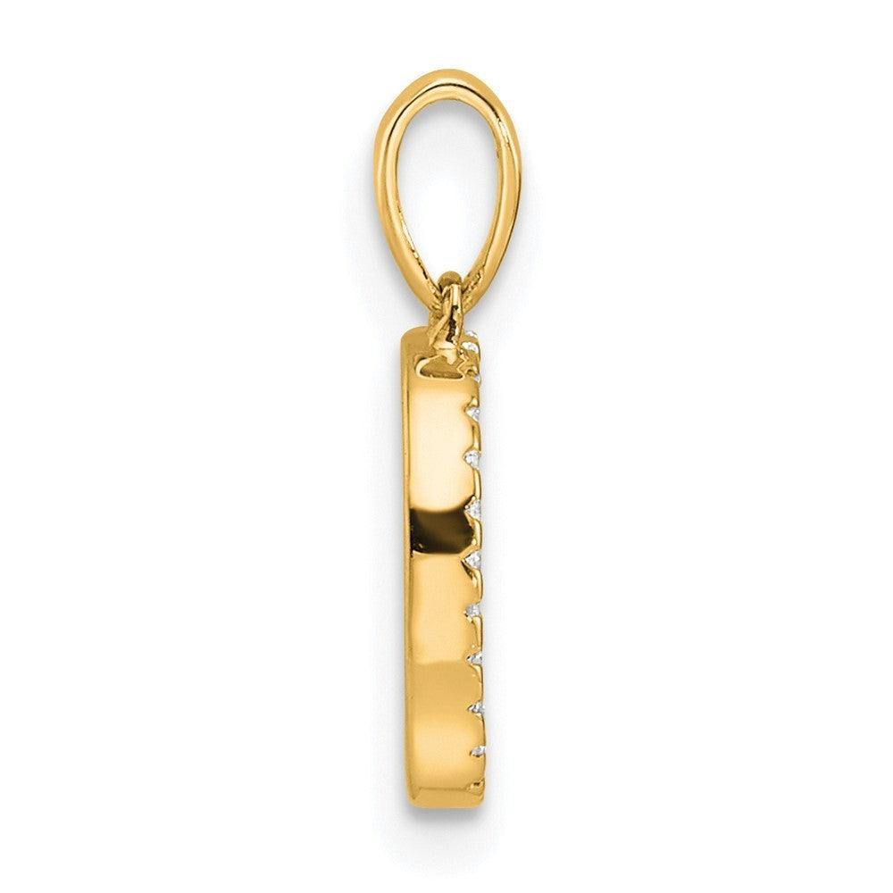 14k Yellow Gold Diamond Letter D Initial Pendant