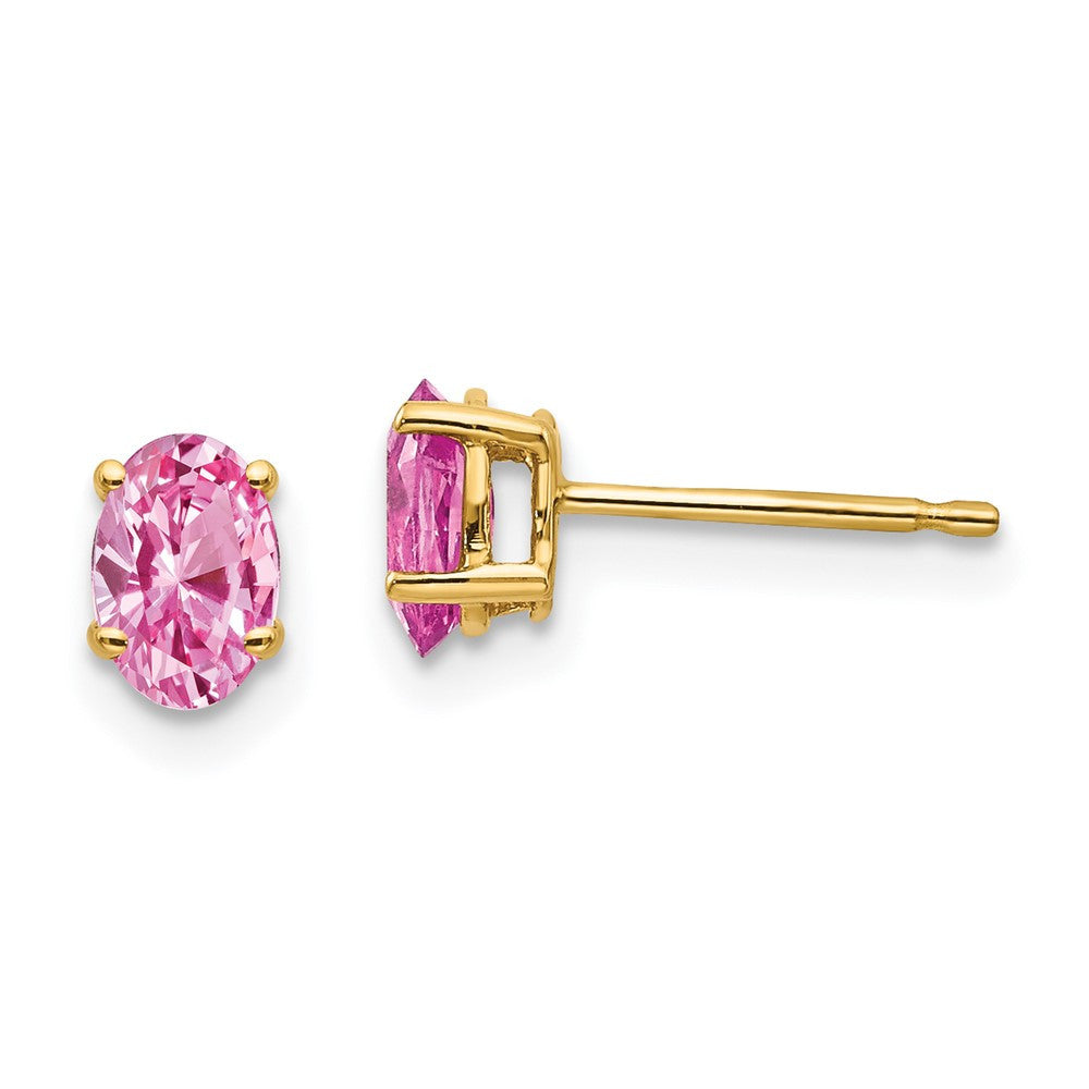 14k Yellow Gold Pink Sapphire Stud Earrings
