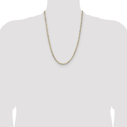 Sterling Silver And Vermeil 3.5mm Diamond-cut Rope Chain Necklace 24"