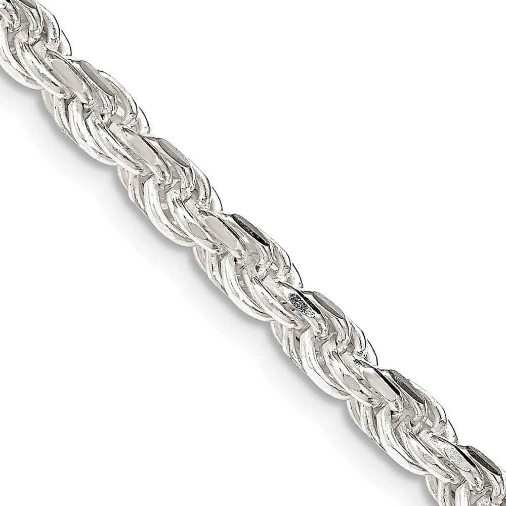 Sterling Silver 4.25mm Diamond-cut Rope Chain Necklace 22"