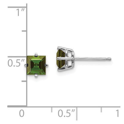 14k White Gold Green Tourmaline Stud Earrings