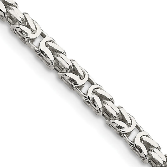 Sterling Silver 2.5mm Byzantine Chain Necklace 22"