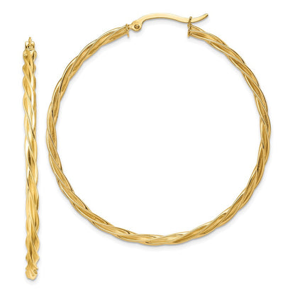 14k Yellow Gold Polished 2.5mm Twisted Hoop Earrings