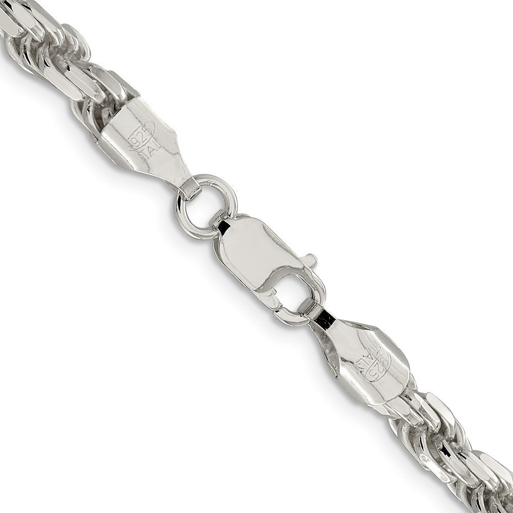 Sterling Silver 5.75mm Diamond-cut Rope Chain Necklace 30"