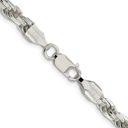 Sterling Silver 5.75mm Diamond-cut Rope Chain Necklace 30"