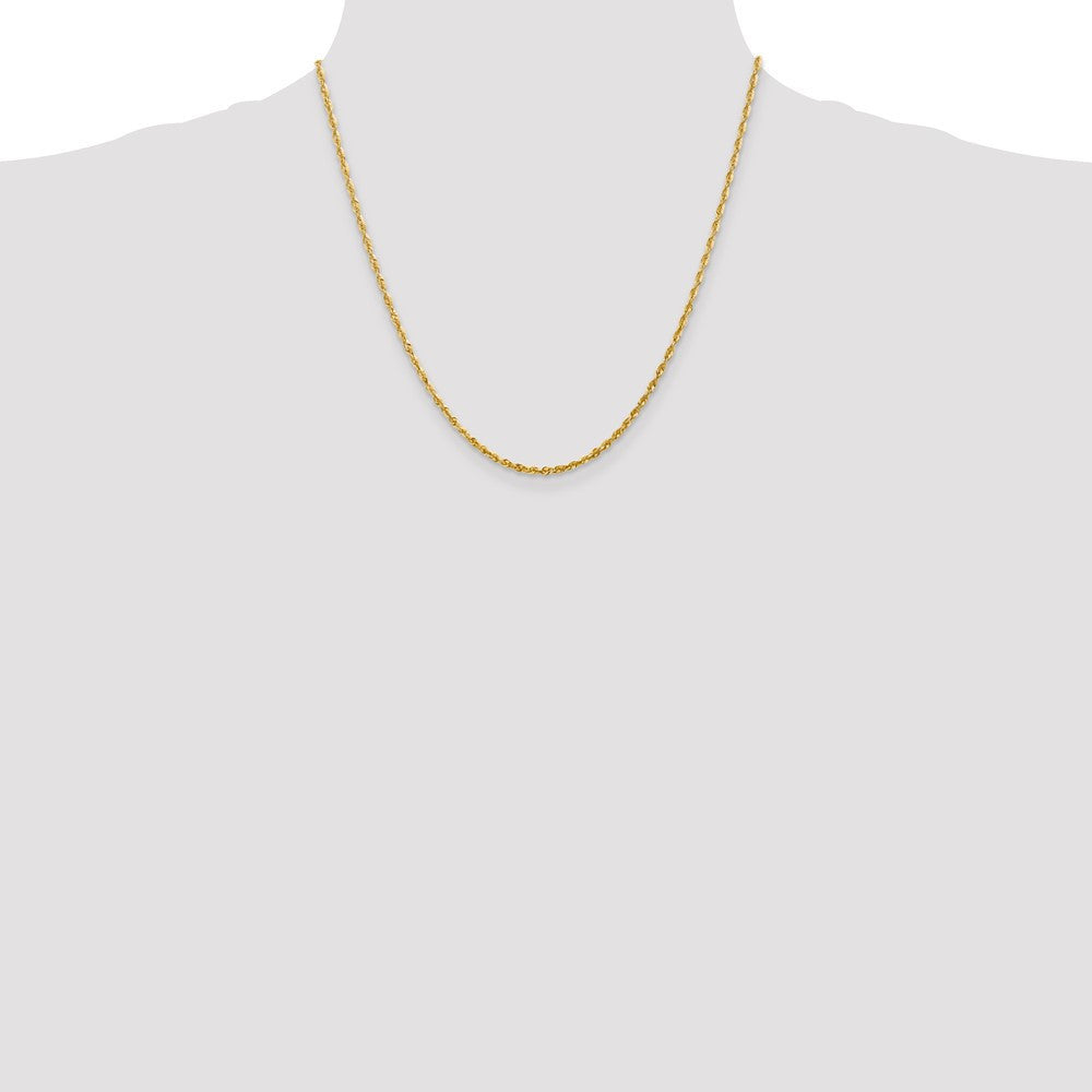 14k Yellow Gold 2.25mm Ultra Diamond-cut Rope Chain Necklace 20"