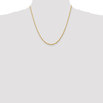 14k Yellow Gold 2.25mm Ultra Diamond-cut Rope Chain Necklace 20"