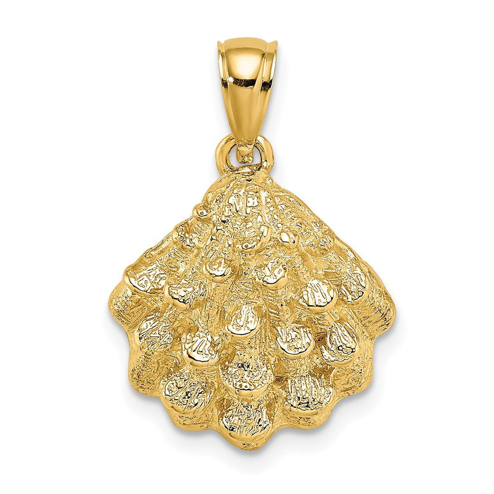 14k Yellow Gold Textured Oyster Shell Charm Pendant