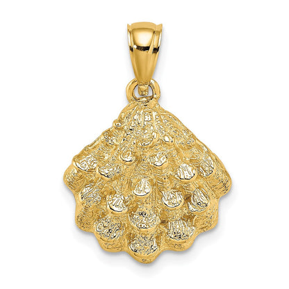 14k Yellow Gold Textured Oyster Shell Charm Pendant
