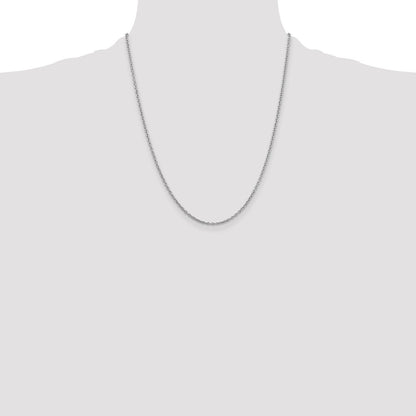 14K White Gold 2mm Round Open Link Cable with Lobster Clasp Chain Necklace 22"