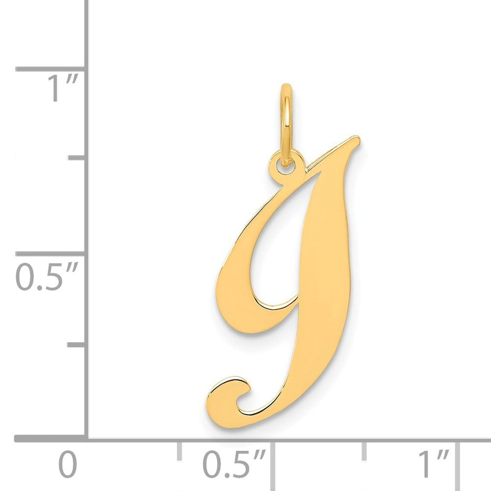 14k Yellow Gold Small Fancy Script Letter I Initial Charm Pendant