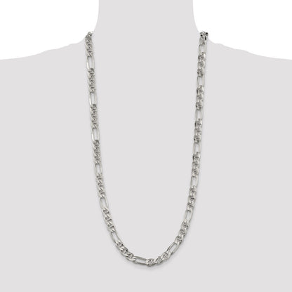 Sterling Silver 8.25mm Figaro Anchor Chain Necklace 30"