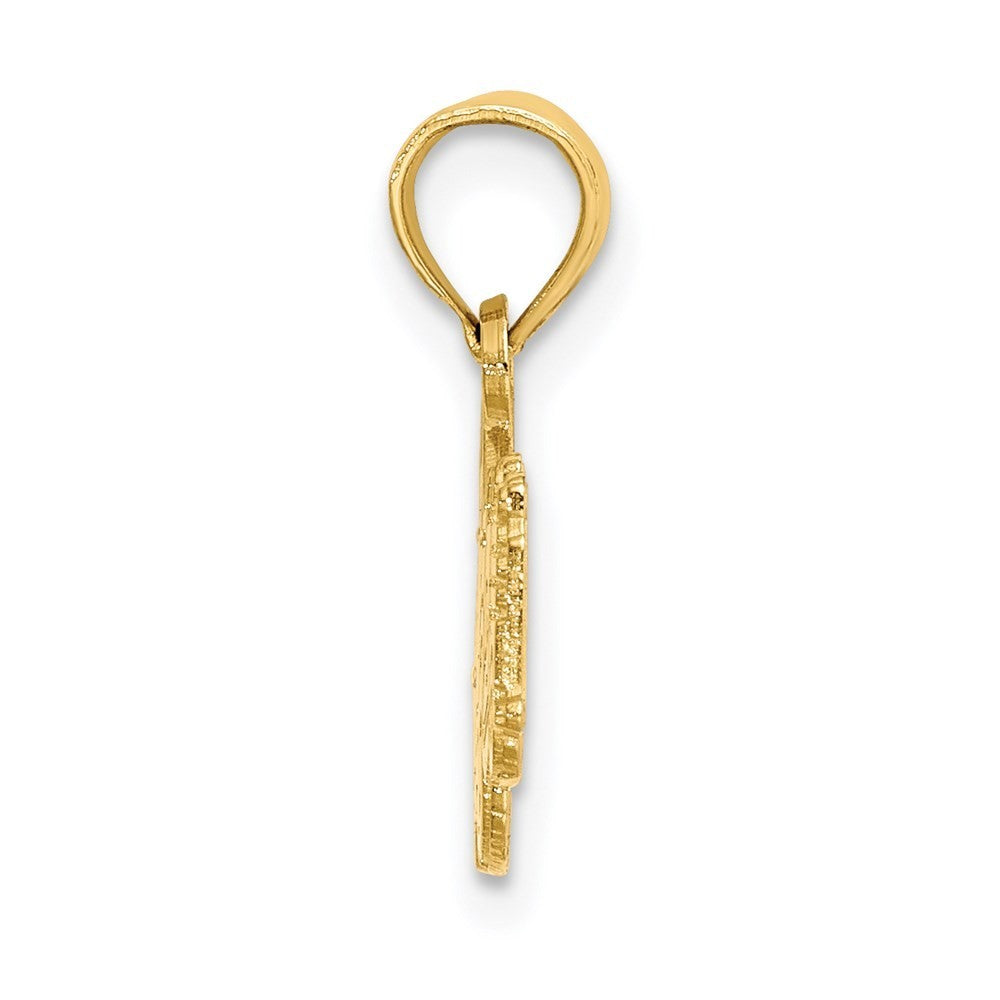 14k Yellow Gold Fire Truck Charm Pendant