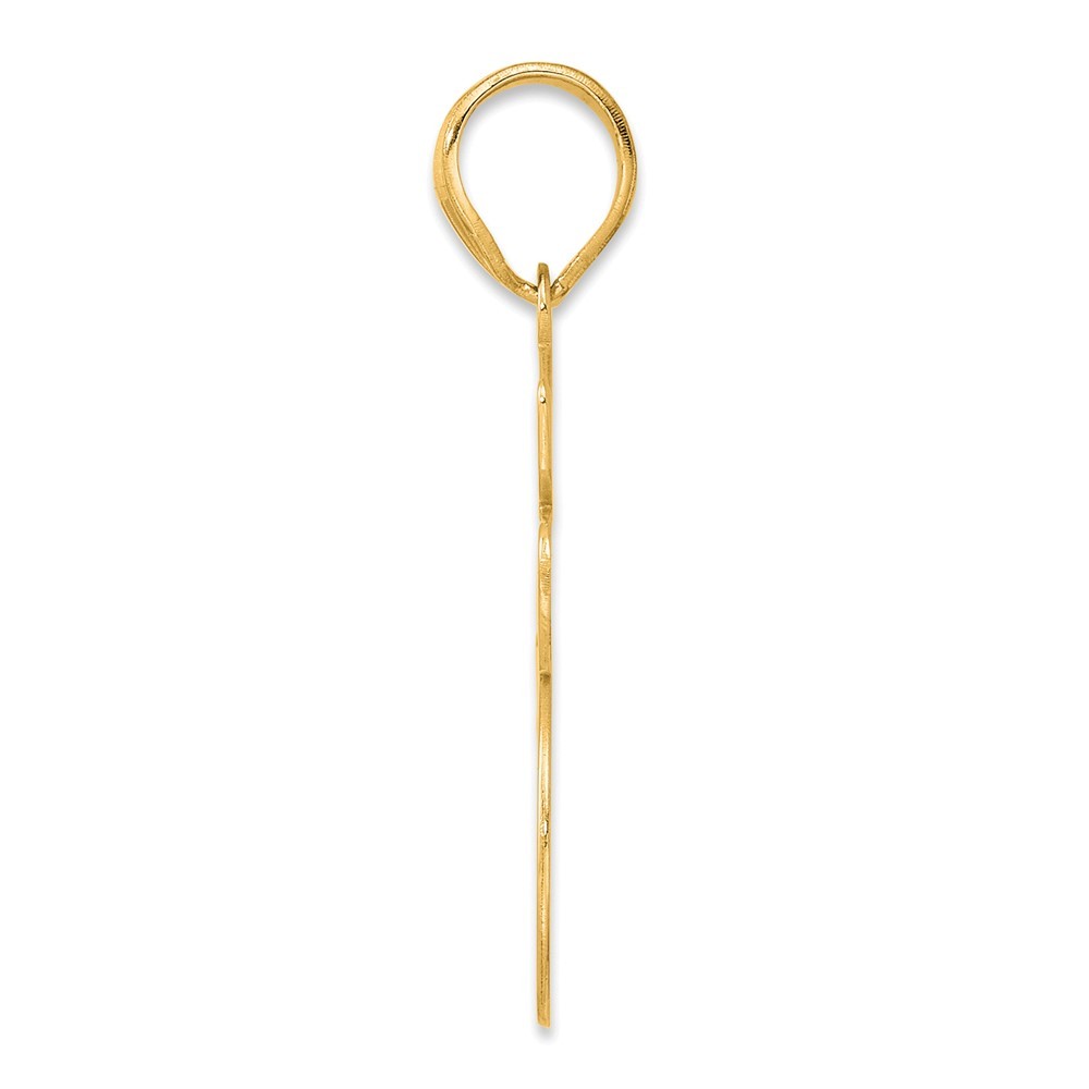 14k Yellow Gold Brushed Border Script Number 45 Pendant