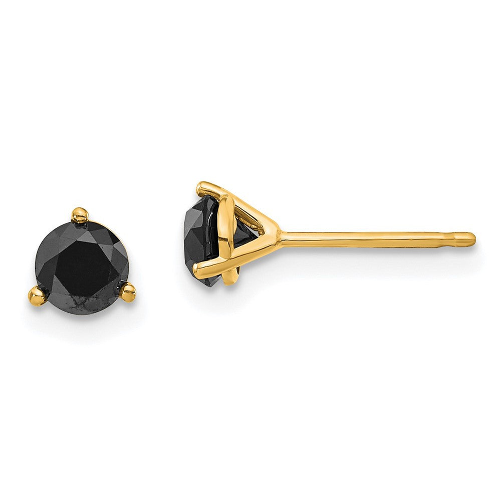 14k Yellow Gold 3/4ct Black Diamond Stud Earrings