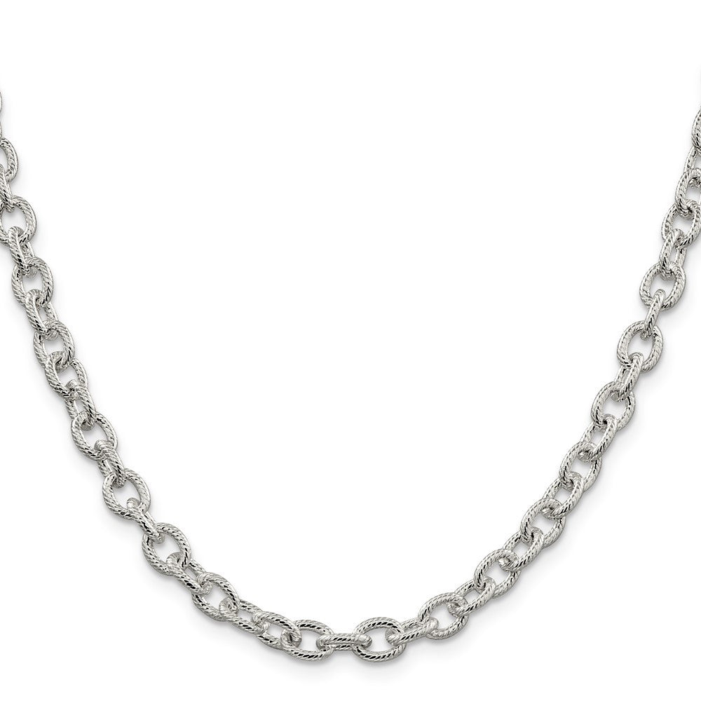 Sterling Silver 6.25mm Fancy Patterned Rolo Chain Necklace 24"