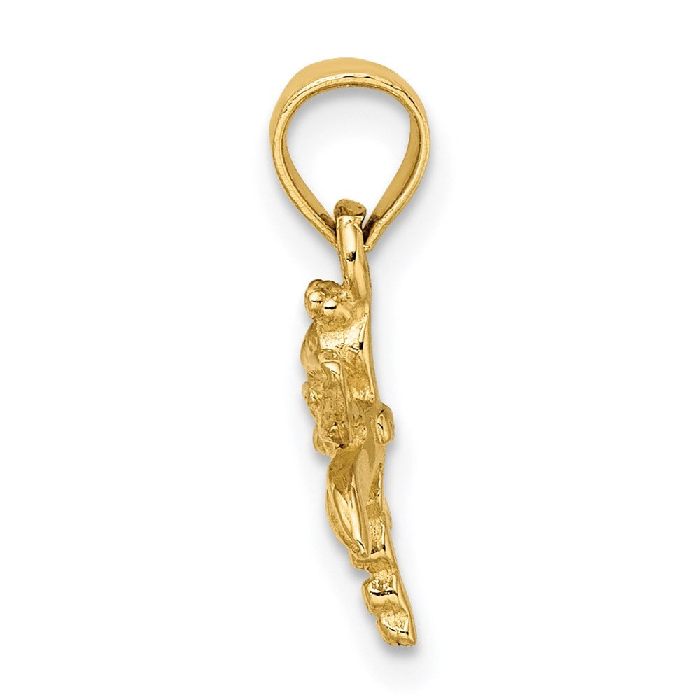 14k Yellow Gold 2-D Mini Dragonfly Solid Wings Charm Pendant