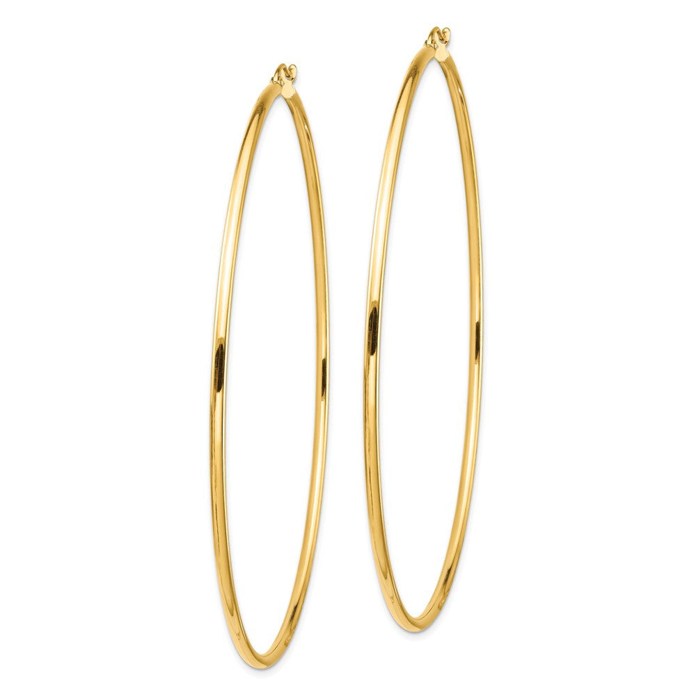 14k Yellow Gold Polished 2x80mm Round Tube Hoop Earrings