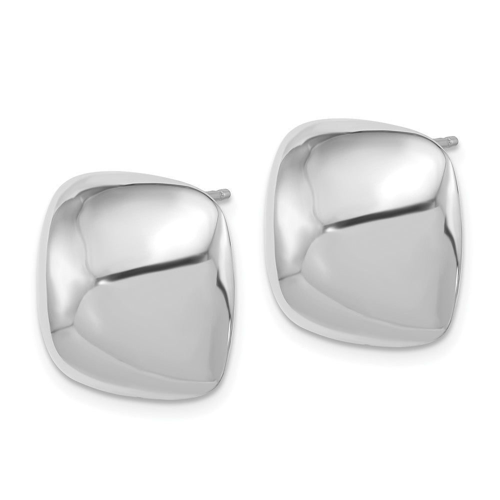 Sterling Silver Rhodium-plated Polished Square Button Stud Earrings