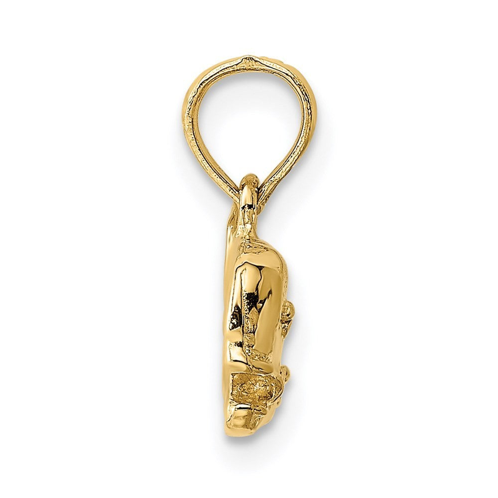 14k Yellow Gold 2-D Textured Whale Charm Pendant