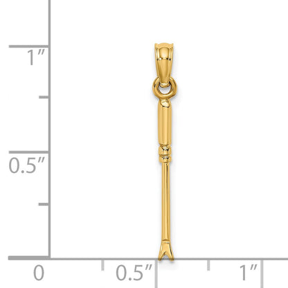 14k Yellow Gold 3-D Weeding Garden Tool Charm Pendant
