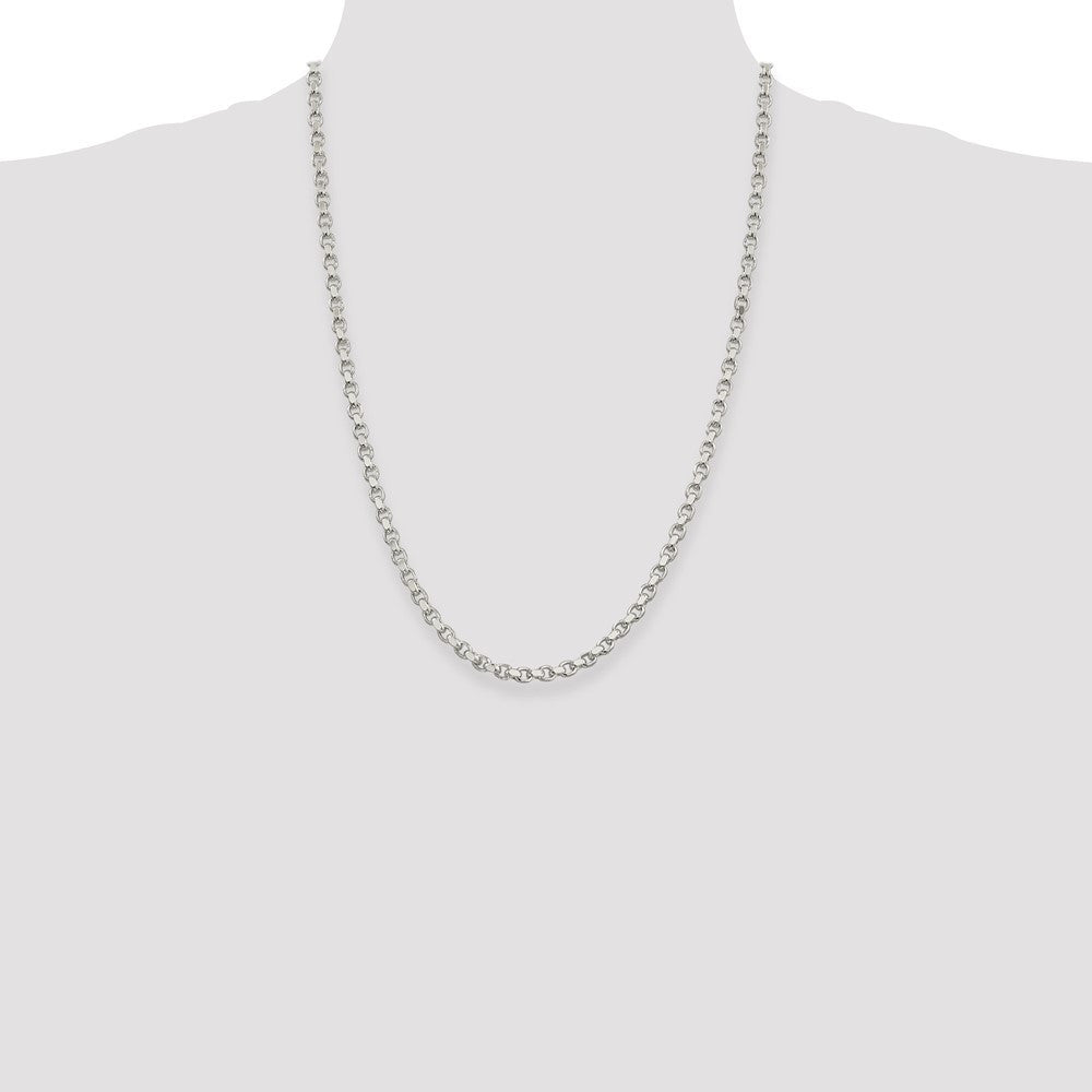 Sterling Silver 4mm Diamond-cut Rolo Chain Necklace 24"