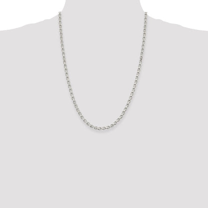 Sterling Silver 4mm Diamond-cut Rolo Chain Necklace 24"