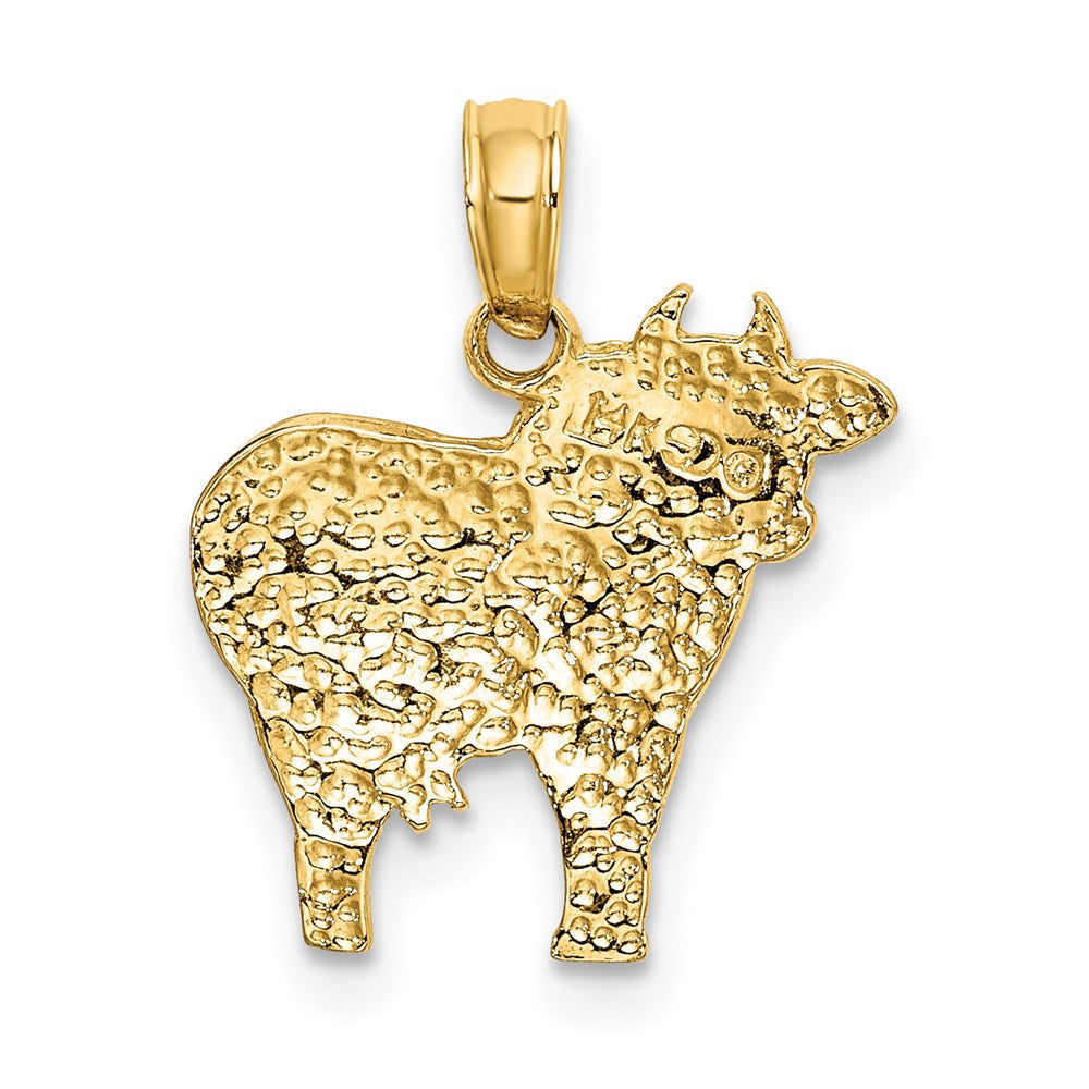 14k Yellow Gold Polished Playful Cow Charm Pendant