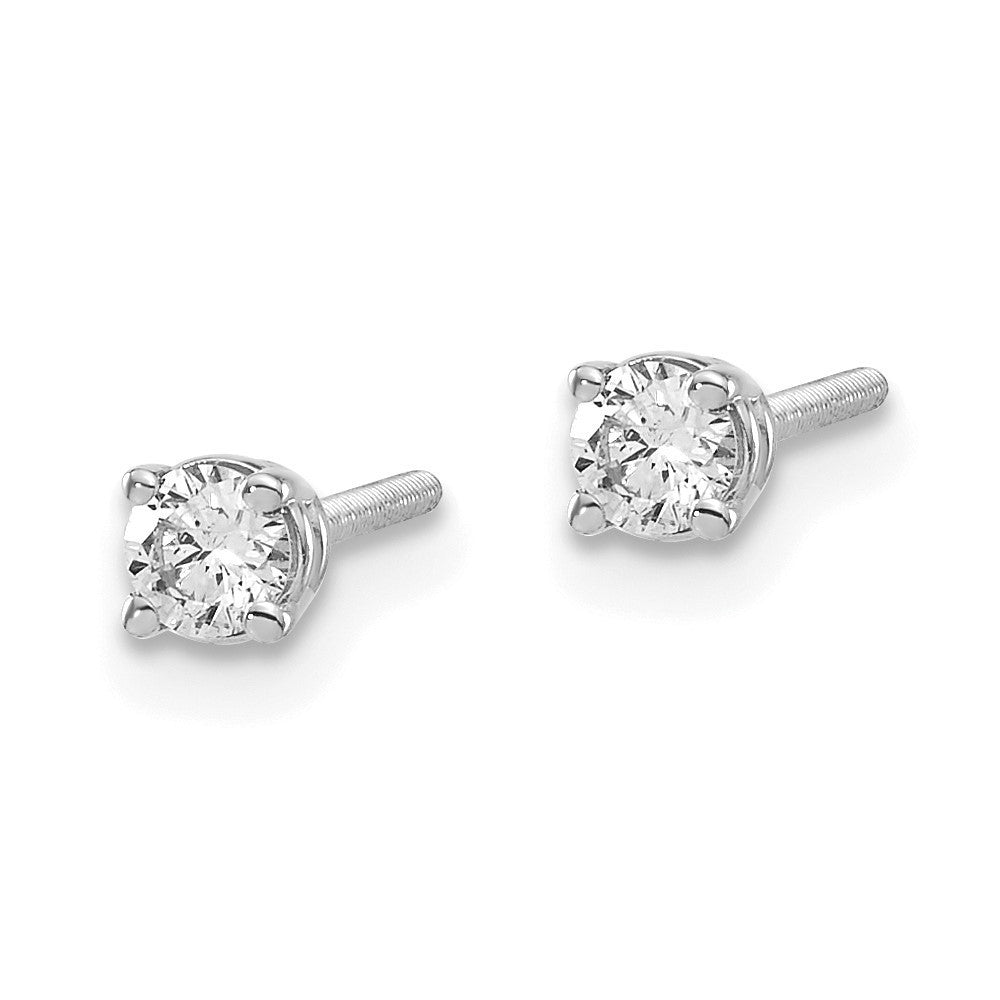 14K White Gold .20ct SI3 G-I Diamond Thread on/off Stud Earrings