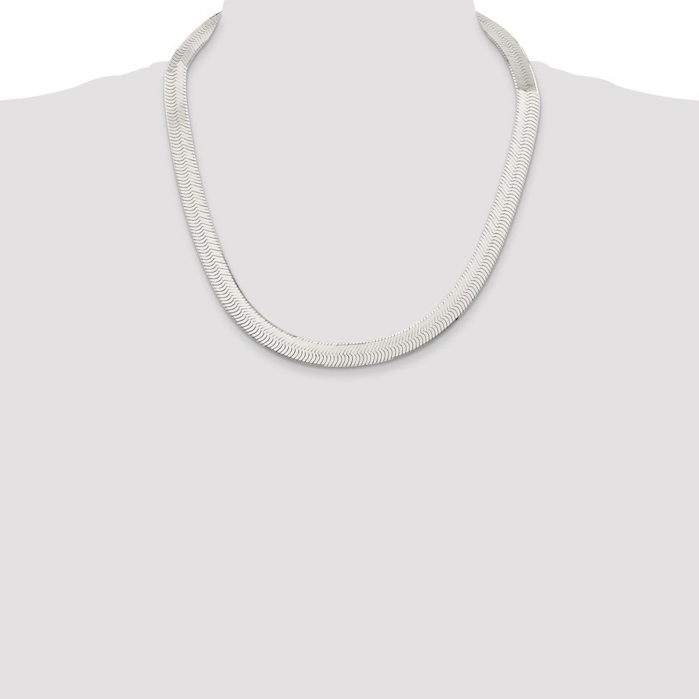 Sterling Silver 10.5mm Magic Herringbone Chain Necklace 22"
