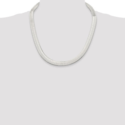 Sterling Silver 10.5mm Magic Herringbone Chain Necklace 22"