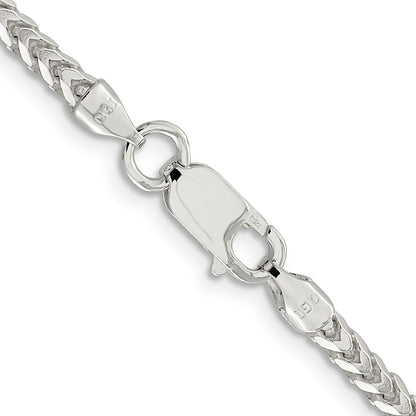 Sterling Silver 3.1mm Diamond-Cut Square Franco Chain Necklace 26"