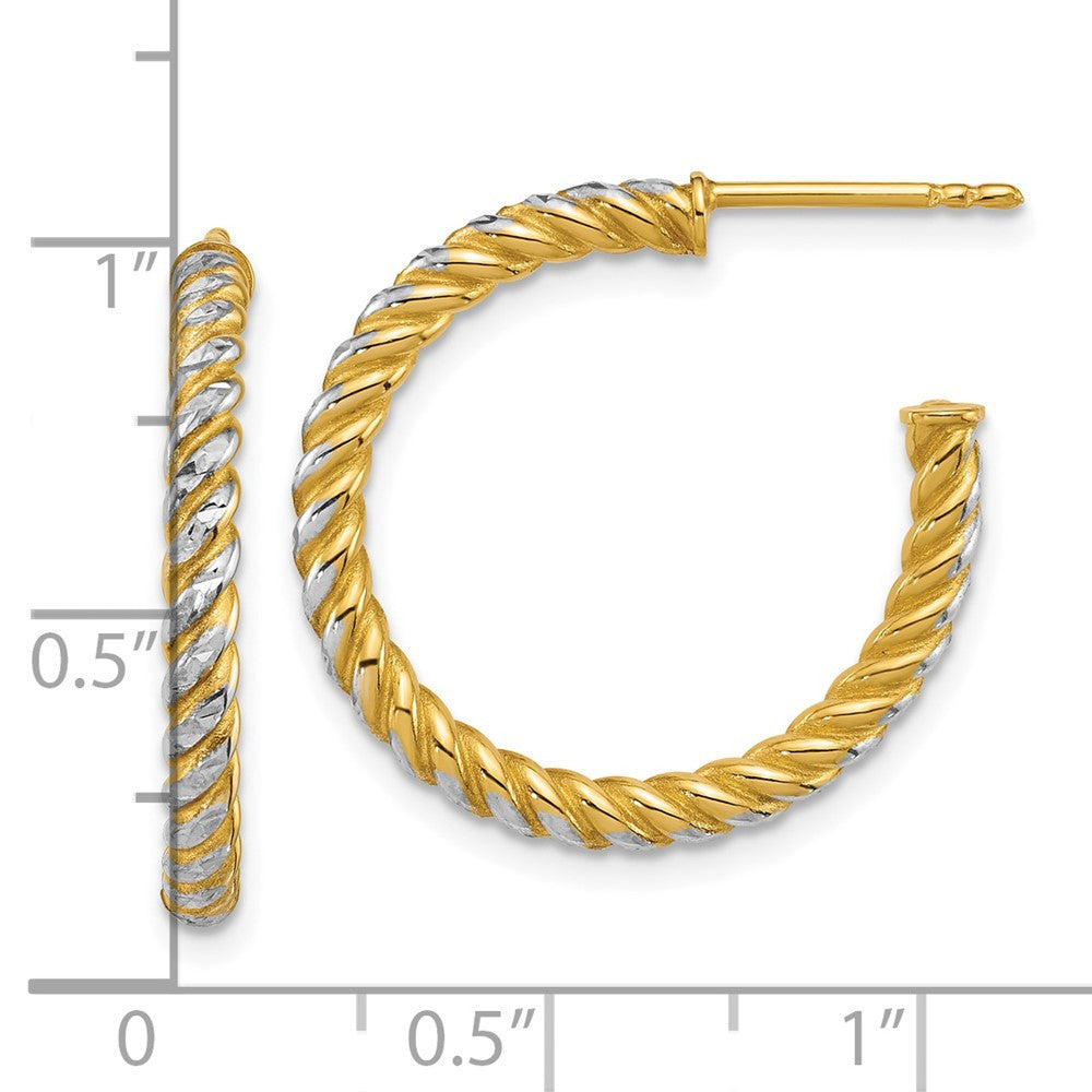 14k Yellow Gold Polished Diamond-cut Twisted 2.75mm Tube C-Hoop Earrings