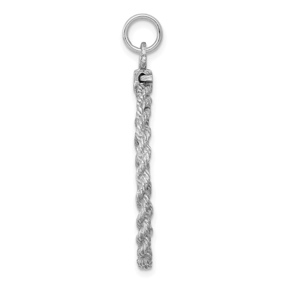 Sterling Silver Rhodium-plated 25th Anniversary Disc Charm Pendant