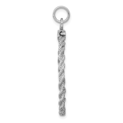 Sterling Silver Rhodium-plated 25th Anniversary Disc Charm Pendant
