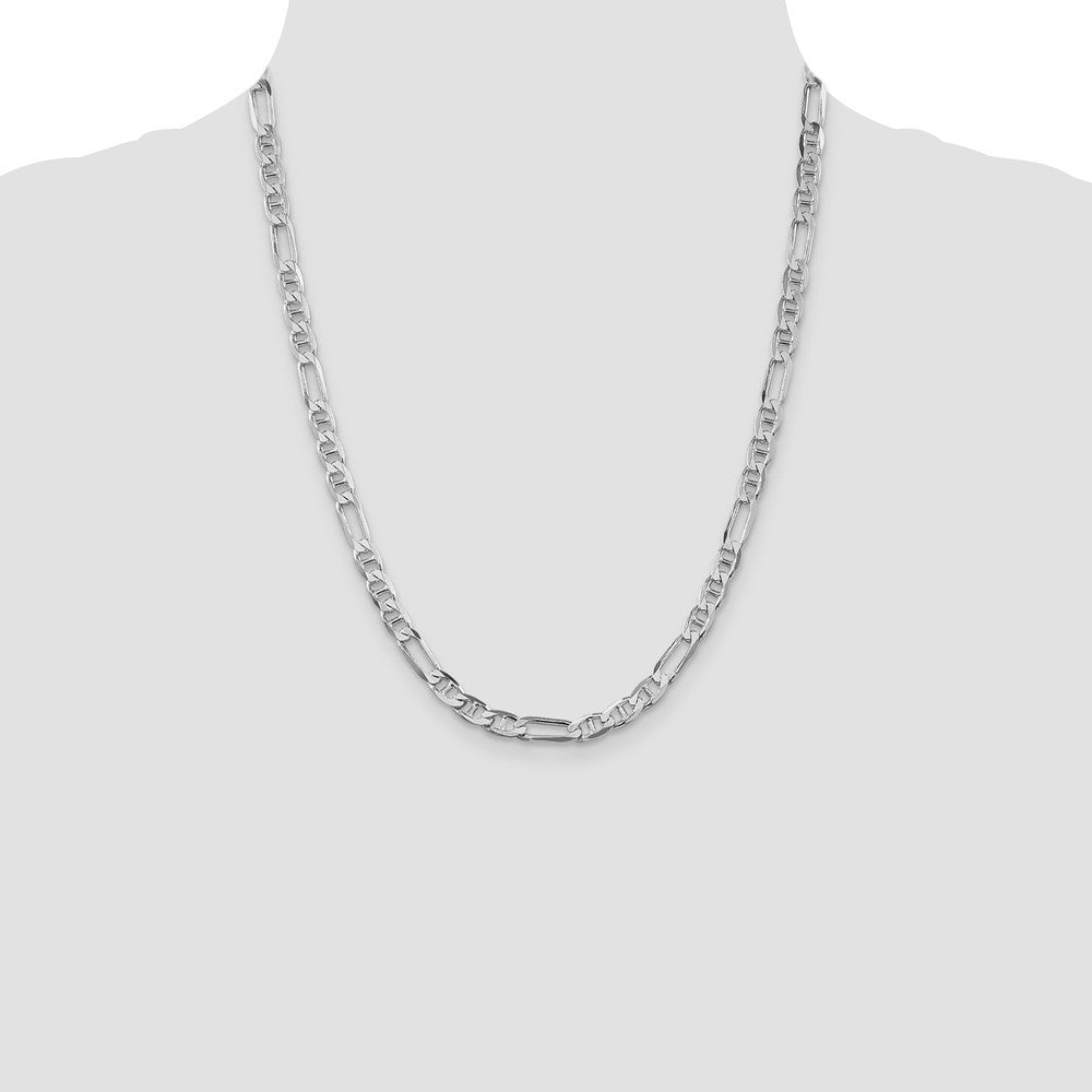 Sterling Silver Rhodium-plated 5.5mm Figaro Anchor Chain Necklace 22"