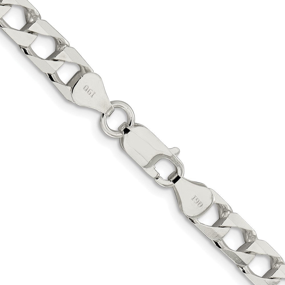 Sterling Silver 6.25mm Diamond-Cut Square Curb Chain Necklace 24"