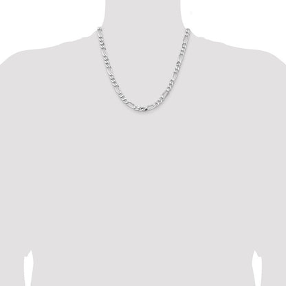 Sterling Silver Rhodium-plated 6.5mm Figaro Chain Necklace 20"