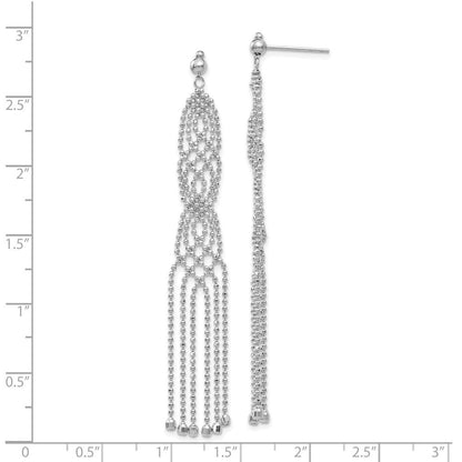 14K White Gold Bead Chain Drop & Dangle Earrings