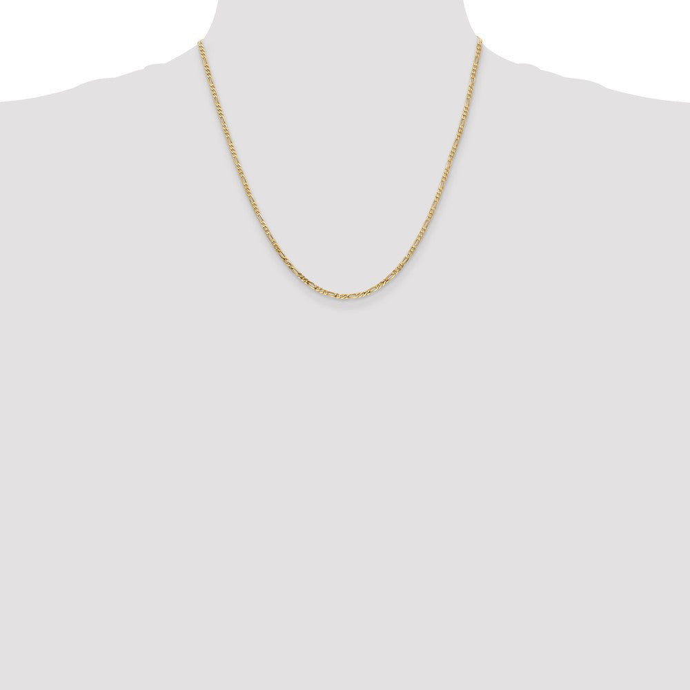 14k Yellow Gold 2.25mm Flat Figaro with Lobster Clasp Chain Necklace 20"