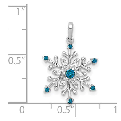 14k White Gold 1/6ct. Blue and White Diamond Snowflake Pendant