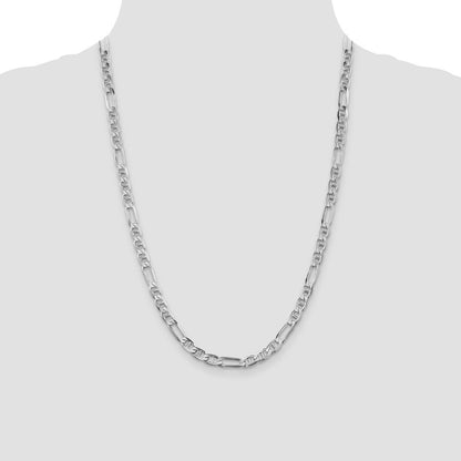 Sterling Silver Rhodium-plated 5.5mm Figaro Anchor Chain Necklace 24"