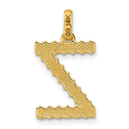 14k Yellow Gold Fancy Twist Letter Z Initial Pendant
