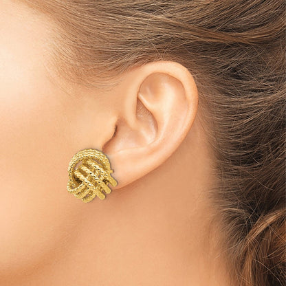14k Yellow Gold Polished & Twisted Love Knot Stud Earrings