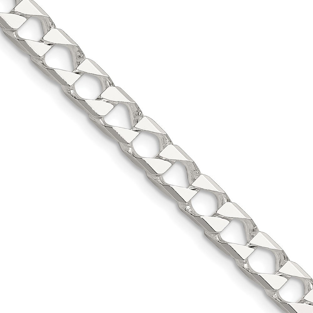 Sterling Silver 5.75mm Diamond-Cut Square Curb Chain Necklace 22"