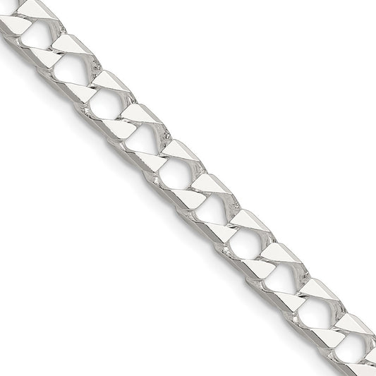 Sterling Silver 5.75mm Diamond-Cut Square Curb Chain Necklace 22"